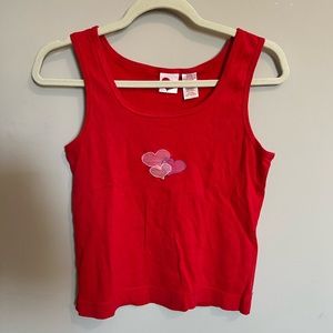Vintage red tank with mesh hearts!